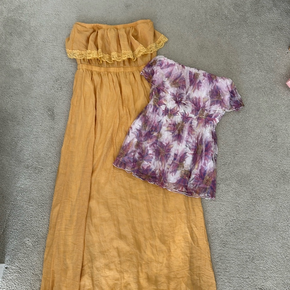 BUNDLE mustard yellow sleeveless dress and sleeveless top